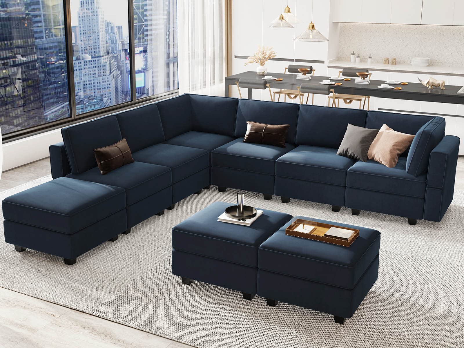 Amazon.com: Belffin Modular Sectional Sofa with Ottoman, Velvet L
